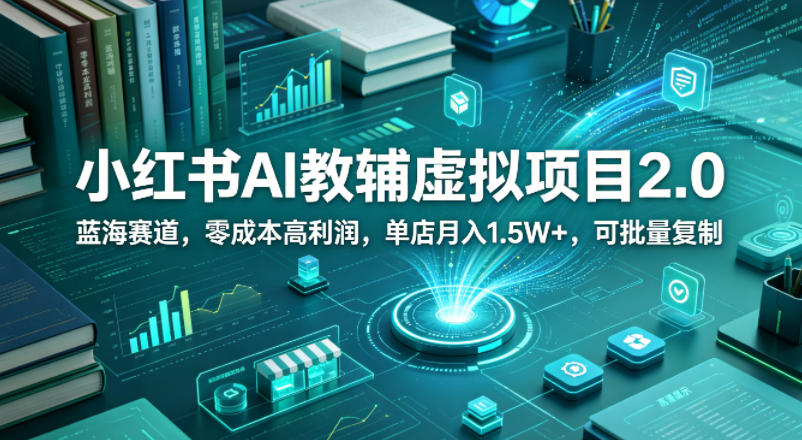 小红书AI教辅虚拟项目2.0，蓝海赛道，零成本高利润，单店月入1.5W+，可批量复制——生财有道创业项目网-生财有道