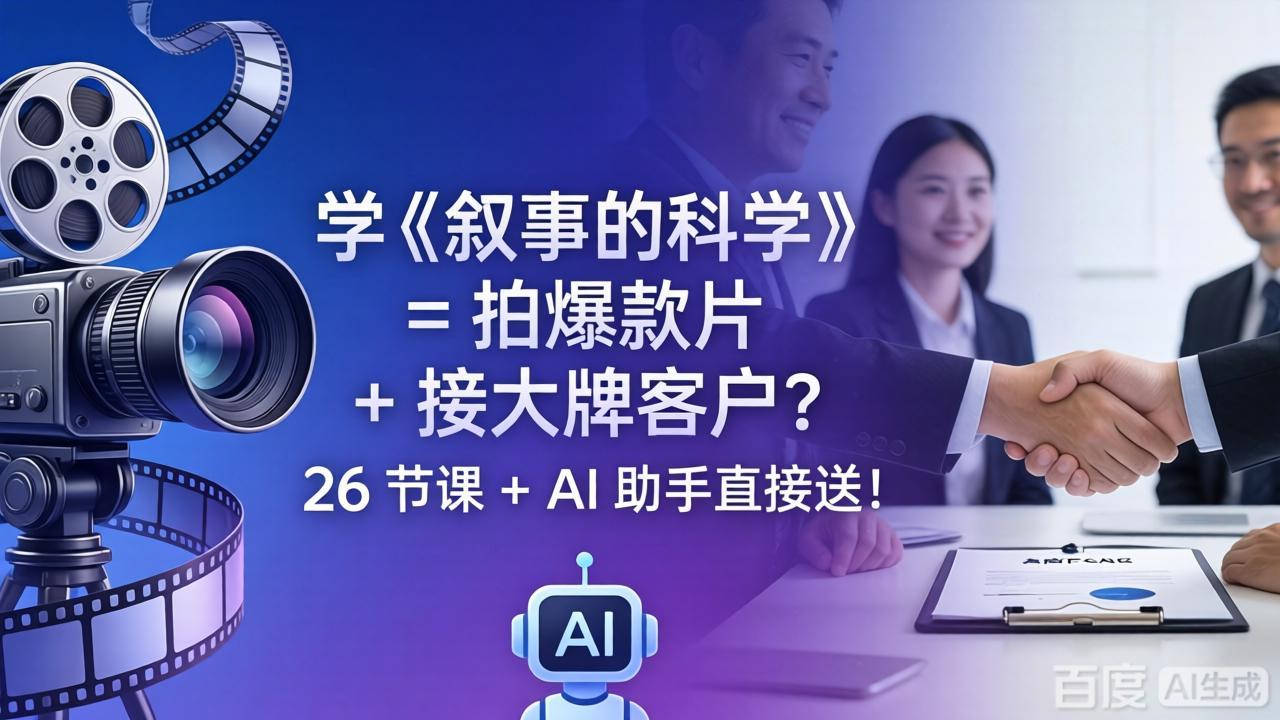 （18302期）学《叙事的科学》= 拍爆款片 + 接大牌客户？26 节课 + AI 助手直接送！_生财有道创业项目网-生财有道