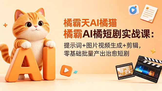 图片[1]-（18542期）橘霸天AI橘猫短剧实战课：提示词+图片视频生成+剪辑，零基础批量产出治愈短剧_生财有道创业项目网-生财有道