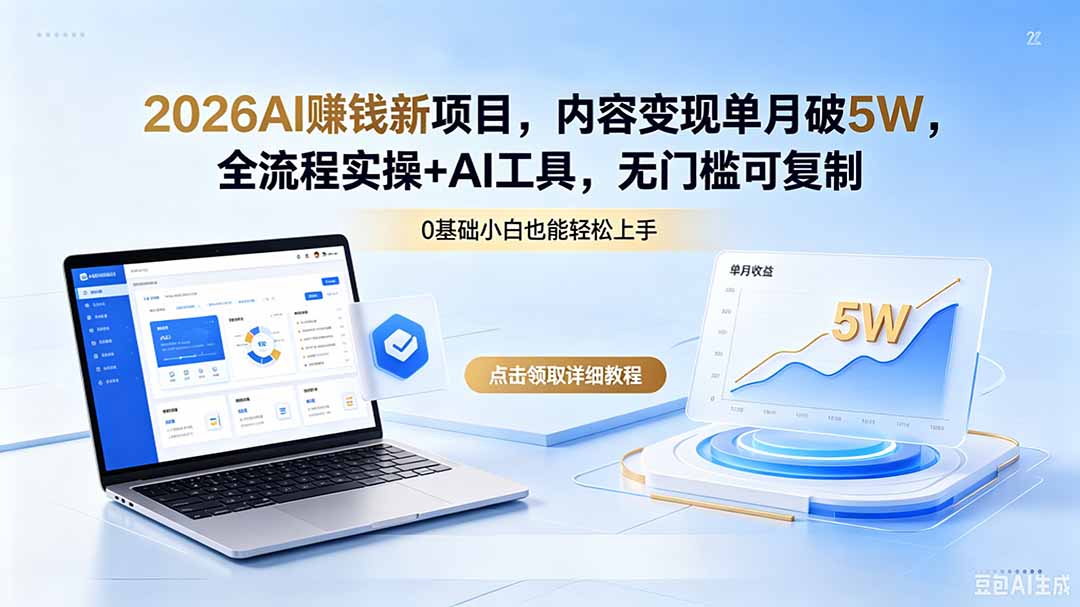 图片[1]-（18476期）2026AI赚钱新项目，内容变现单月破5W，全流程实操+AI工具，无门槛可复制_生财有道创业项目网-生财有道