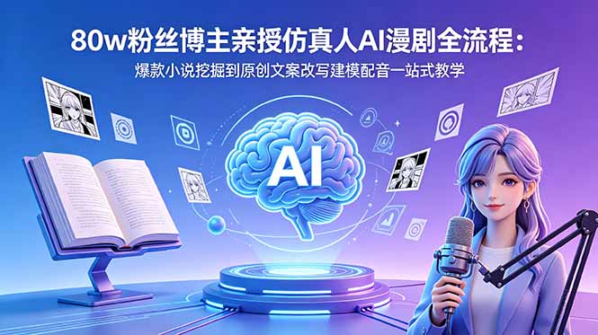 图片[1]-（18581期）80w粉丝博主亲授仿真人AI漫剧全流程：爆款小说挖掘到原创文案改写建模配音一站式教学_生财有道创业项目网-生财有道