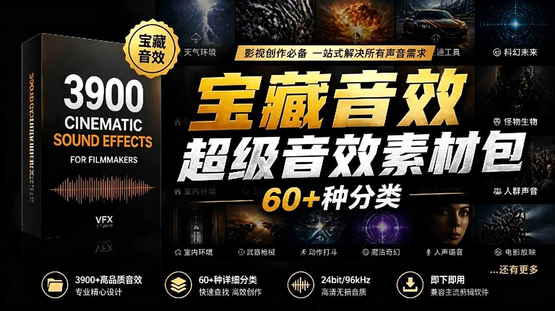 图片[1]-（18660期）宝藏音效合集包！60+多种音效分类，共计3900个，分类清晰，全中文分类，高品质剪辑音效素材包_生财有道创业项目网-生财有道