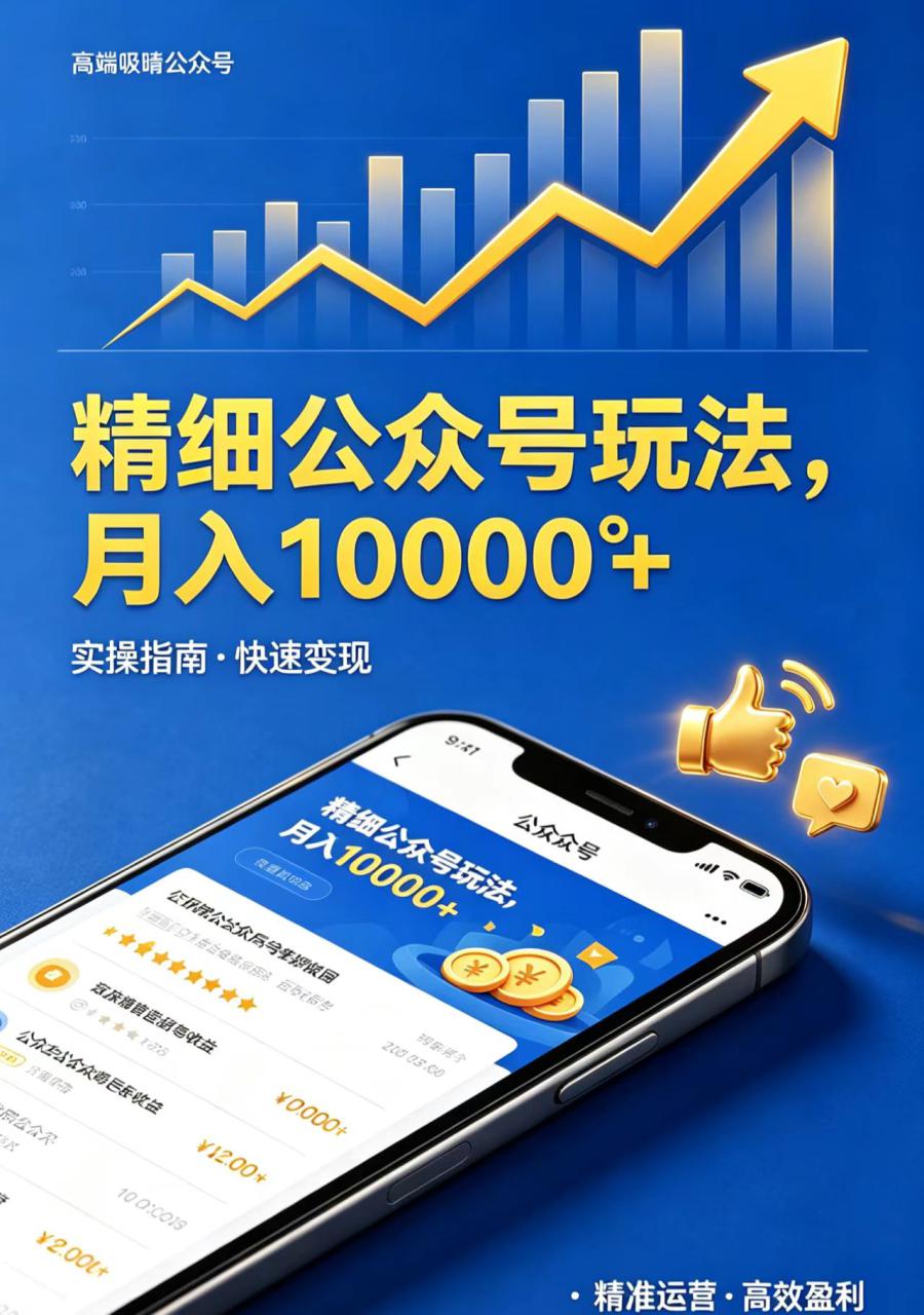 （18283期）精细公众号玩法，月入10000+，实操指南，快速变现_生财有道创业项目网-生财有道