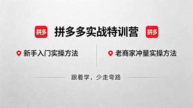 （18309期）拼多多实战特训营(更新5月3)：不管是新手入门或老商家冲量，都有实操方法，跟着学，少走弯路_生财有道创业项目网-生财有道