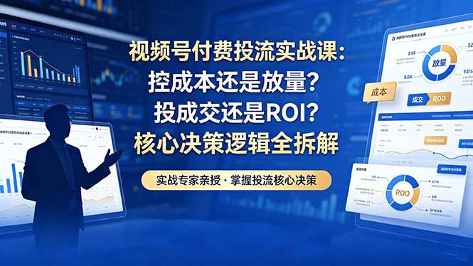 图片[1]-（18462期）视频号付费投流实战课-5月：控成本还是放量？投成交还是ROI？核心决策逻辑全拆解_生财有道创业项目网-生财有道