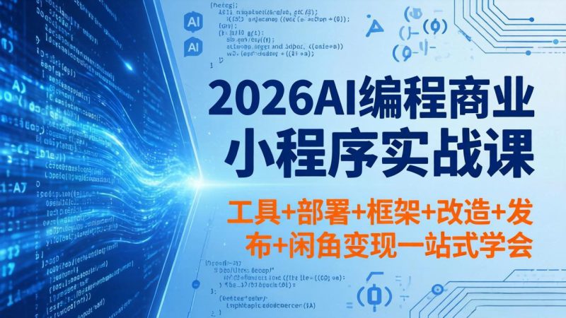 （18293期）2026AI编程商业小程序实战课，工具+部署+框架+改造+发布+闲鱼变现一站式学会_生财有道创业项目网-生财有道