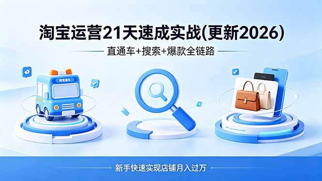 （18316期）淘宝运营21天速成实战(更新4月)，直通车+搜索+爆款全链路，新手快速实现店铺月入过万_生财有道创业项目网-生财有道