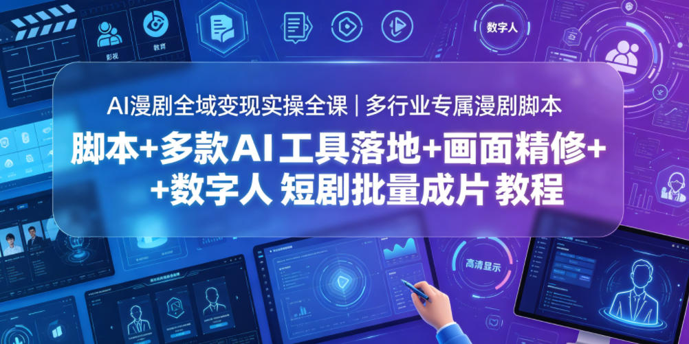 AI漫剧全域变现实操全课｜多行业专属漫剧脚本+多款AI工具落地+画面精修+数字人短剧批量成片全教程——生财有道创业项目网-生财有道