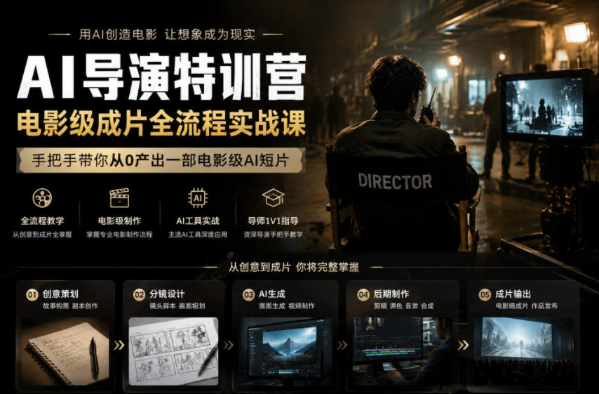 AI导演特训营,电影级成片全流程实战课,手把手带你从0产出一部电影级AI短片——生财有道创业项目网-生财有道