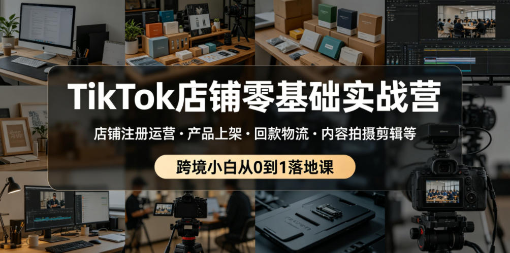 TikTok店铺零基础实战营，店铺注册运营・产品上架・回款物流・内容拍摄剪辑等 ，跨境小白从0到1落地课——生财有道创业项目网-生财有道