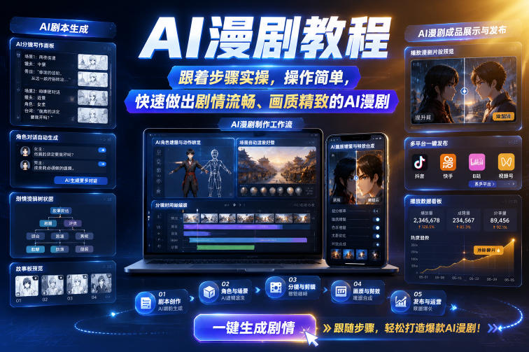 AI漫剧教程，跟着步骤实操，操作简单，快速做出剧情流畅、画质精致的AI漫剧——生财有道创业项目网-生财有道