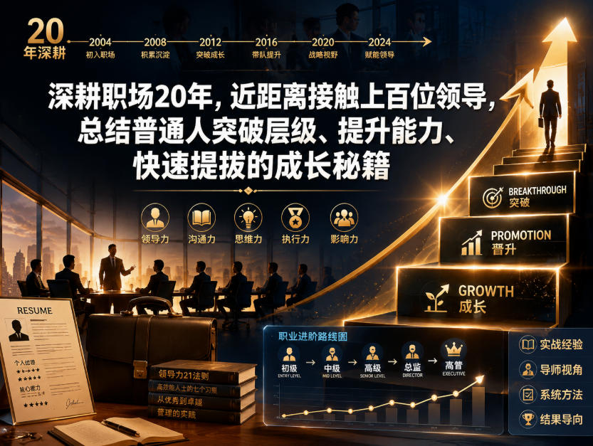 付费文章：深耕职场20年，近距离接触上百位领导，总结普通人突破层级、提升能力、快速提拔的成长秘籍（全网独家干货）——生财有道创业项目网-生财有道