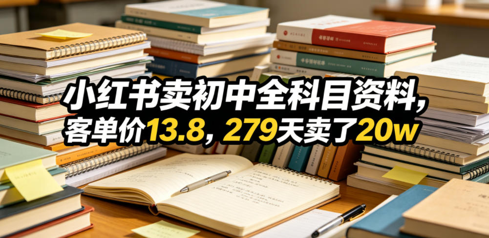 小红书卖初中全科目资料，客单价13.8，279天卖了20w——生财有道创业项目网-生财有道