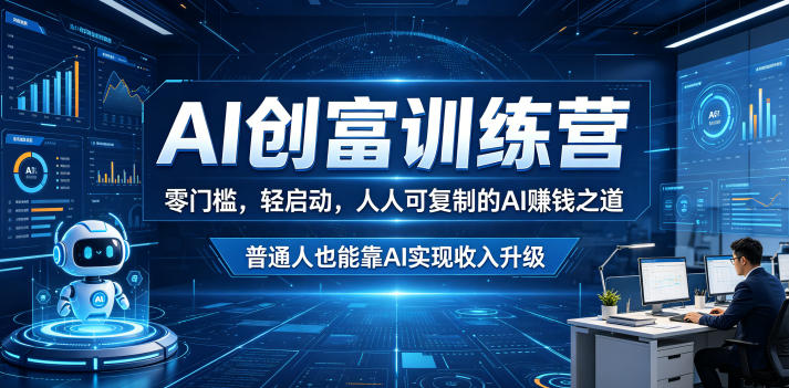AI创富训练营,零门槛,轻启动,人人可复制的AI賺钱之道,普通人也能靠AI实现收入升级——生财有道创业项目网-生财有道