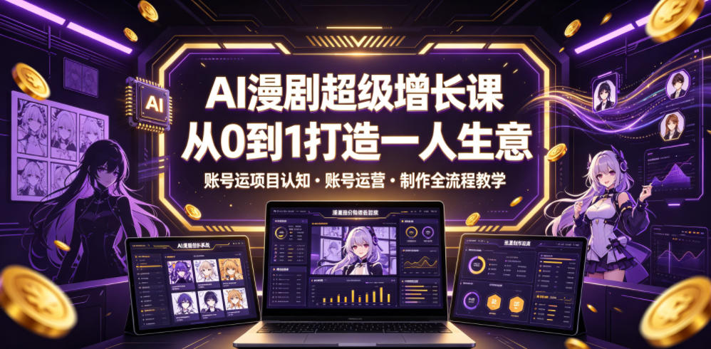 AI漫剧超级增长课,从0到1打造一人生意,项目认知・账号运营・制作全流程教学——生财有道创业项目网-生财有道