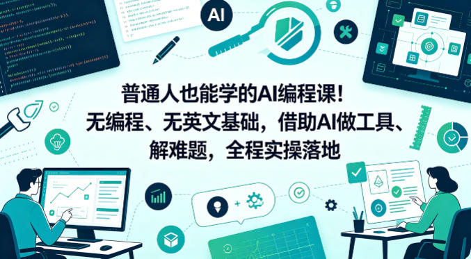 普通人也能学的AI编程课！无编程、无英文基础，借助AI做工具、解难题，全程实操落地（更新6月）——生财有道创业项目网-生财有道