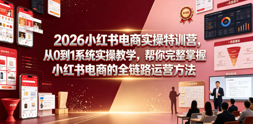 2026小红书电商实操特训营，从0到1系统实操教学，帮你完整掌握小红书电商的全链路运营方法——生财有道创业项目网-生财有道