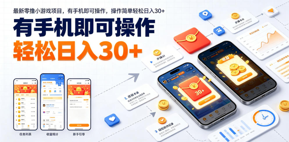 最新零撸小游戏项目，有手机即可操作，操作简单轻松日入30+——生财有道创业项目网-生财有道