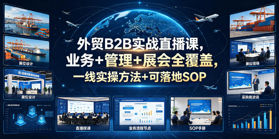外贸B2B实战直播课，业务+管理+展会全覆盖，一线实操方法+可落地SOP——生财有道创业项目网-生财有道