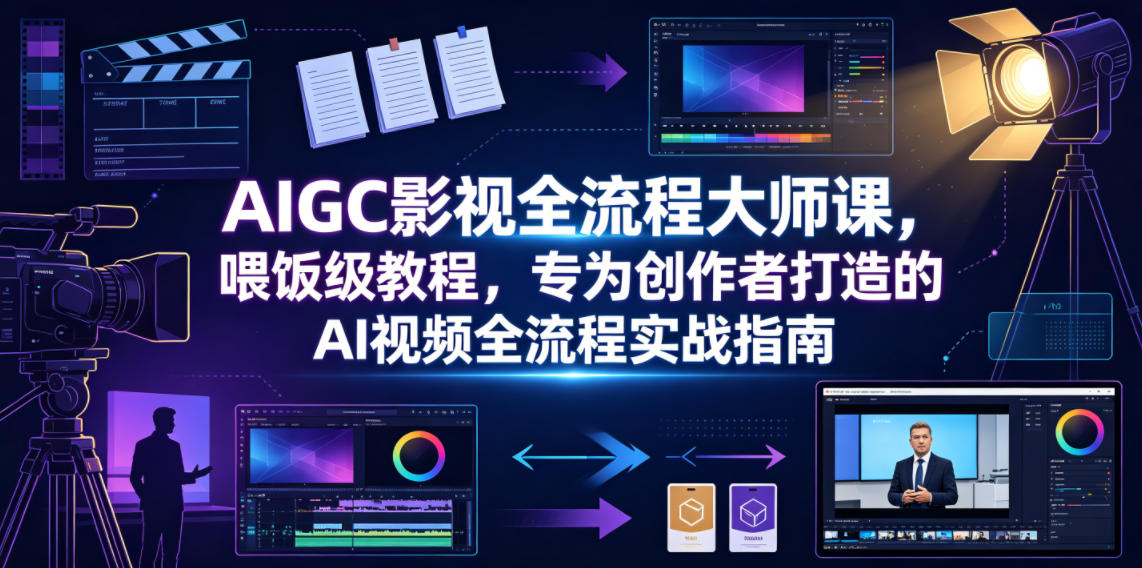AIGC影视全流程大师课,喂饭级教程,专为创作者打造的AI视频全流程实战指南——生财有道创业项目网-生财有道