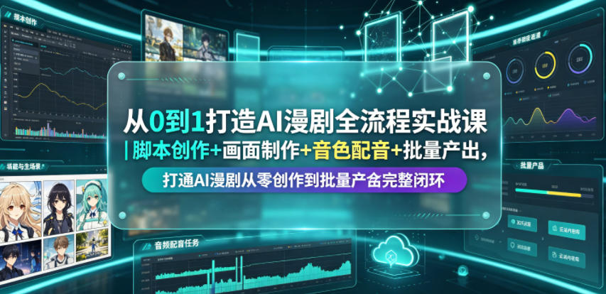 从0到1打造AI漫剧全流程实战课|脚本创作+画面制作+音色配音+批量产出,打通AI漫剧从零创作到批量量产完整闭环——生财有道创业项目网-生财有道