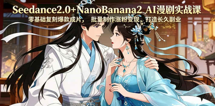 Seedance2.0+NanoBanana2 AI漫剧实战课，零基础复刻爆款成片涨粉变现，打造长久副业收益——生财有道创业项目网-生财有道