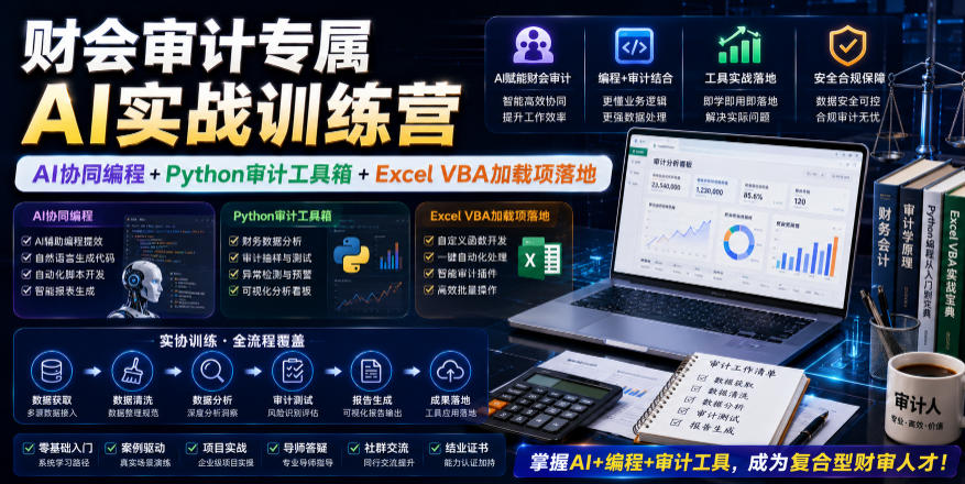 财会审计专属AI实战训练营｜AI协同编程+Python审计工具箱+Excel VBA加载项落地——生财有道创业项目网-生财有道