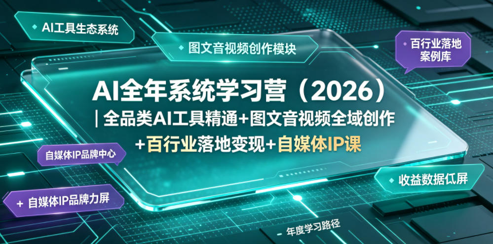 AI全年系统学习营（2026）｜全品类AI工具精通+图文音视频全域创作+百行业落地变现+自媒体IP打造年度进阶大课——生财有道创业项目网-生财有道