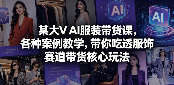 某大V AI服装带货课，各种案例教学，带你吃透服饰赛道带货核心玩法——生财有道创业项目网-生财有道