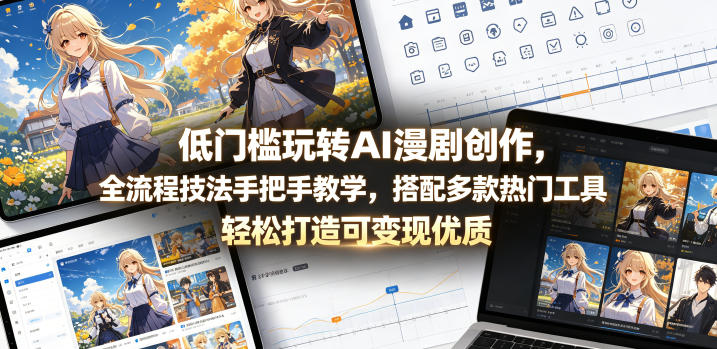 低门槛玩转AI漫剧创作，全流程技法手把手教学，搭配多款热门工具，轻松打造可变现优质作品——生财有道创业项目网-生财有道
