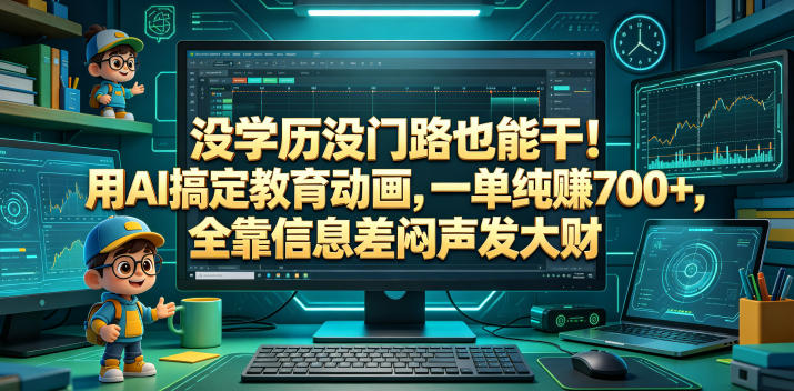 没学历没门路也能干！用AI搞定教育动画，一单纯賺700+，全靠信息差闷声发大财【揭秘】——生财有道创业项目网-生财有道