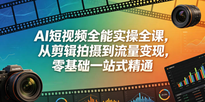 AI短视频全能实操全课,从剪辑拍摄到流量变现,零基础一站式精通——生财有道创业项目网-生财有道