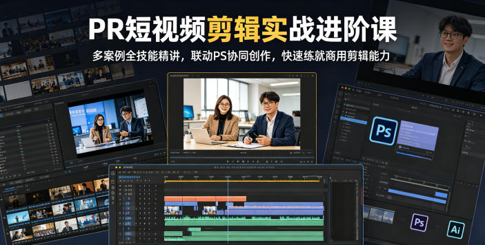 PR短视频剪辑实战进阶课，多案例全技能精讲，联动PS协同创作，快速练就商用剪辑能力——生财有道创业项目网-生财有道
