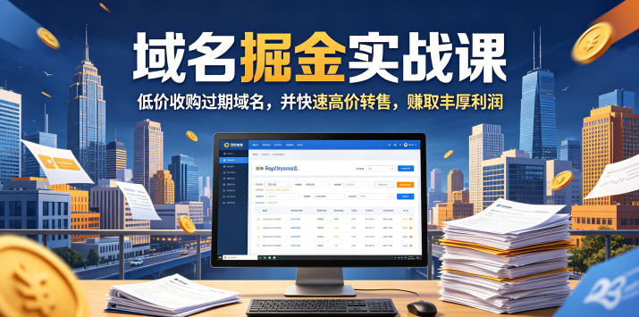 域名交易掘金实战课，低价收购过期域名，并快速高价转售，賺取丰厚利润【原创双语字幕】——生财有道创业项目网-生财有道