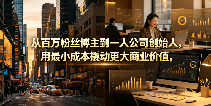 从百万粉丝博主到一人公司创始人，用最小成本撬动更大商业价值——生财有道创业项目网-生财有道