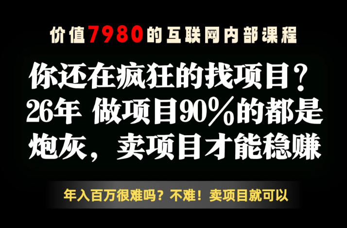 26年请不要疯狂的找项目了,卖项目远比你想象的暴利,你也可以月入10W+【揭秘】——生财有道创业项目网-生财有道