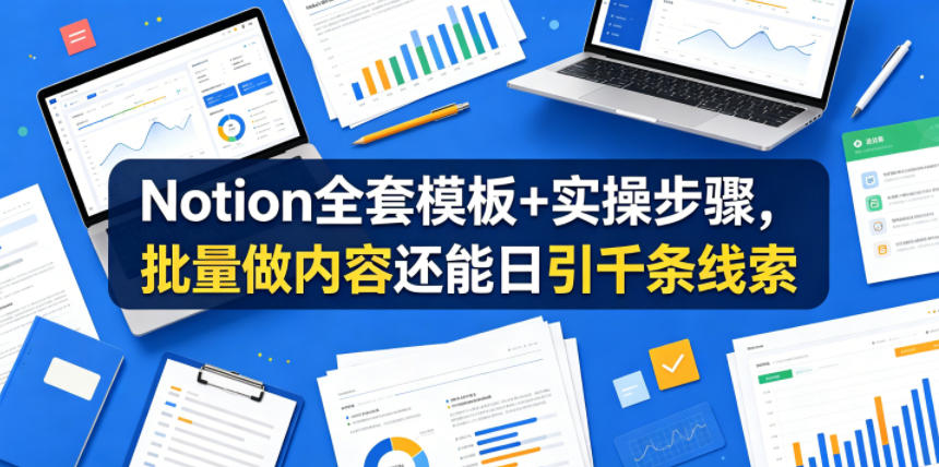 Notion全套模板+实操步骤，批量做内容还能日引千条线索【原创双语字幕】——生财有道创业项目网-生财有道