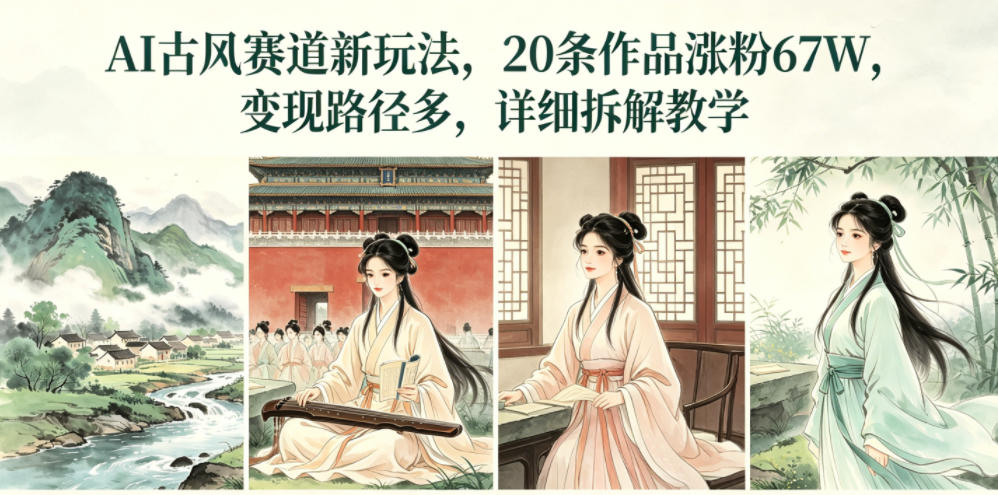 AI古风赛道新玩法，20条作品涨粉67W，变现路径多，详细拆解教学——生财有道创业项目网-生财有道