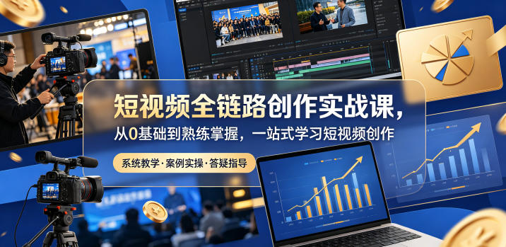 短视频全链路创作实战课，从0基础到熟练掌握，一站式学习短视频创作——生财有道创业项目网-生财有道