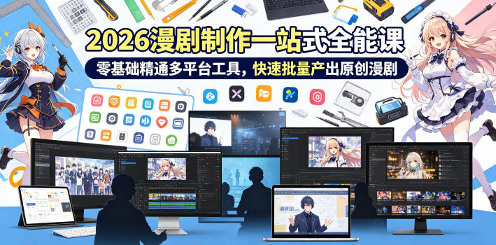 2026 AI漫剧制作一站式全能课，零基础精通多平台工具，快速批量产出原创漫剧——生财有道创业项目网-生财有道