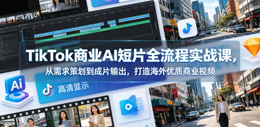TikTok商业AI短片全流程实战课，从需求策划到成片输出，打造海外优质商业视频——生财有道创业项目网-生财有道