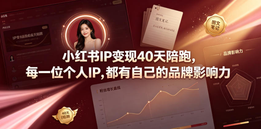 小红书IP变现40天陪跑，每一位个人IP，都有自己的品牌影响力——生财有道创业项目网-生财有道