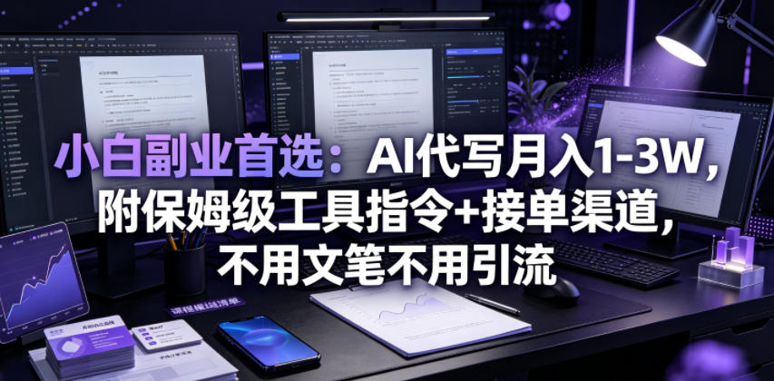 小白副业首选：AI代写月入1-3W，附保姆级工具指令+接单渠道，不用文笔不用引流【揭秘】——生财有道创业项目网-生财有道