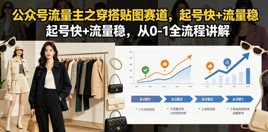 公众号流量主之穿搭贴图赛道，起号快+流量稳，从0-1全流程讲解——生财有道创业项目网-生财有道