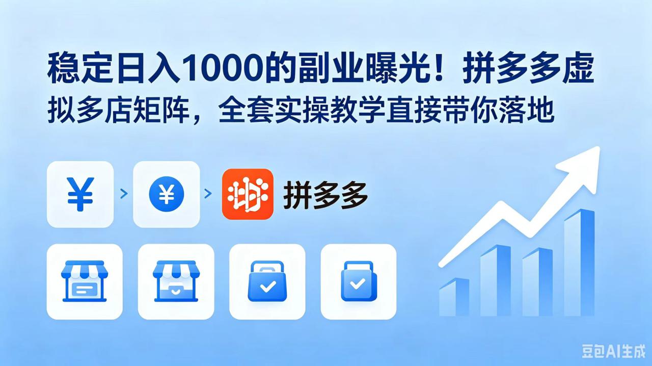 (18928期)稳定日入 1000 的副业曝光!拼多多虚拟多店矩阵,全套实操教学直接带你落地_生财有道创业项目网-生财有道