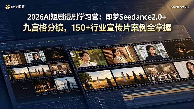 （19055期）2026AI短剧漫剧学习营：即梦Seedance2.0+九宫格分镜，150+行业宣传片案例全掌握_生财有道创业项目网-生财有道