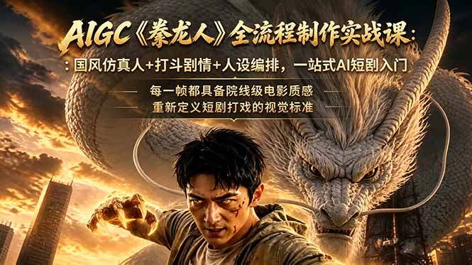 图片[1]-（18849期）AIGC《豢龙人》全流程制作实战课：国风仿真人+打斗剧情+人设编排，一站式AI短剧入门_生财有道创业项目网-生财有道