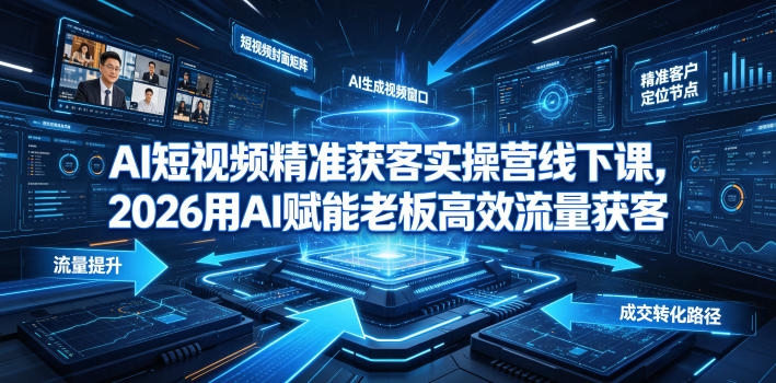 AI短视频精准获客实操营6月10-14号线下课，2026用AI赋能老板高效流量获客——生财有道创业项目网-生财有道
