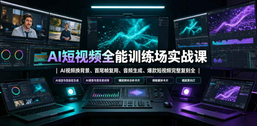 AI短视频全能训练场实战课|AI视频换背景、首尾帧复用、音频生成、爆款短视频完整复刻全套实操教学——生财有道创业项目网-生财有道