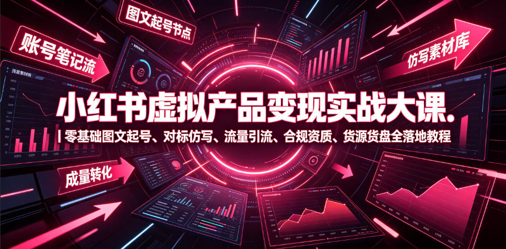 小红书虚拟产品变现实战大课｜零基础图文起号、对标仿写、流量引流、合规资质、货源货盘全落地教程——生财有道创业项目网-生财有道
